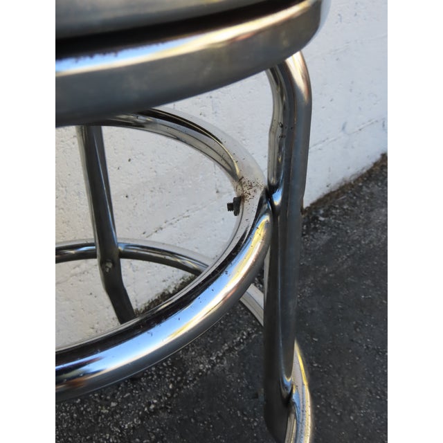 Chrome Retro Mid Century Modern Swivel Red Vinyl and Chrome Barstools 6350 For Sale - Image 8 of 18