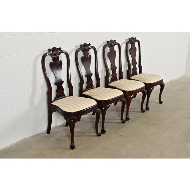 Stickley Stickley Queen Anne Carved Solid Mahogany Dining Chairs, Set of Four For Sale - Image 4 of 12