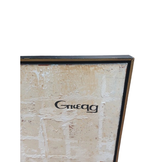 Vintage oil painting on canvas in the abstract/geometrical style. Framed. Signed upper right Gregg