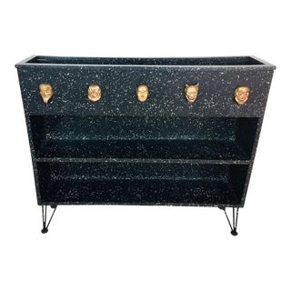 Vintage 1950s Asian Modern Hairpin Leg Black Bookshelf or Entry Planter Box For Sale