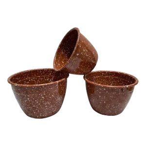 Vintage Brown Speckled Set of Three Nesting Bowls