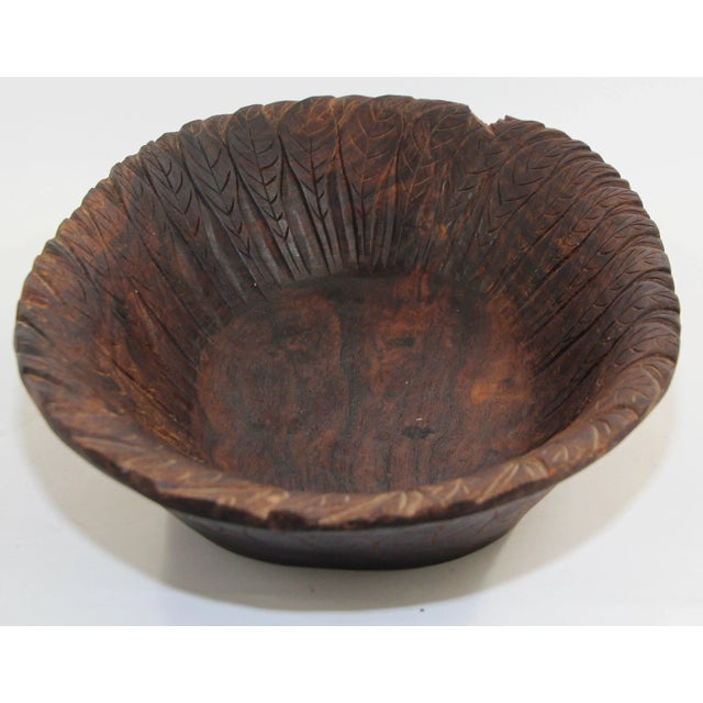 Tribal Large Hand-Carved Tribal Wooden Bowl from the Batak of Sumatra For Sale - Image 3 of 13