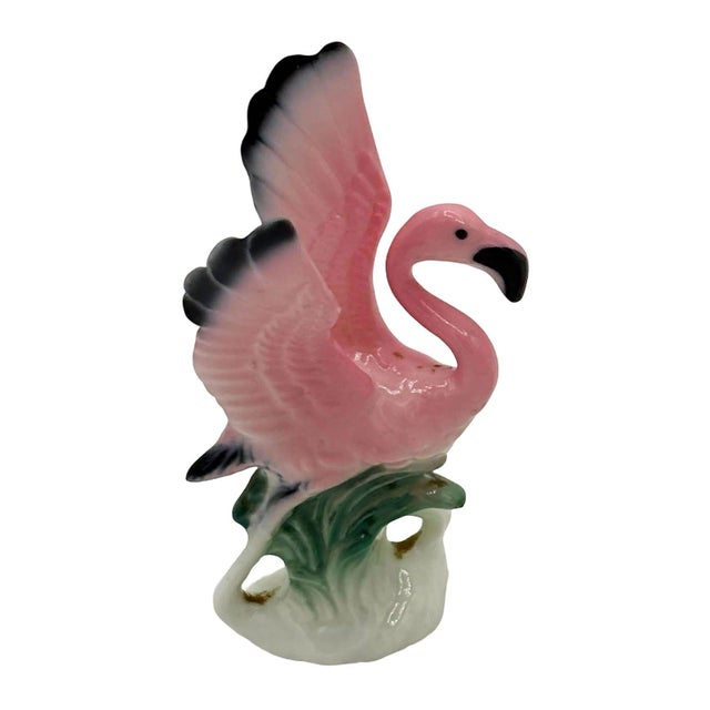 Mid-Century Modern 1950s MCM Ceramic Miniature Pink Flamingo Tabletop Statue Set of 3 For Sale - Image 3 of 6