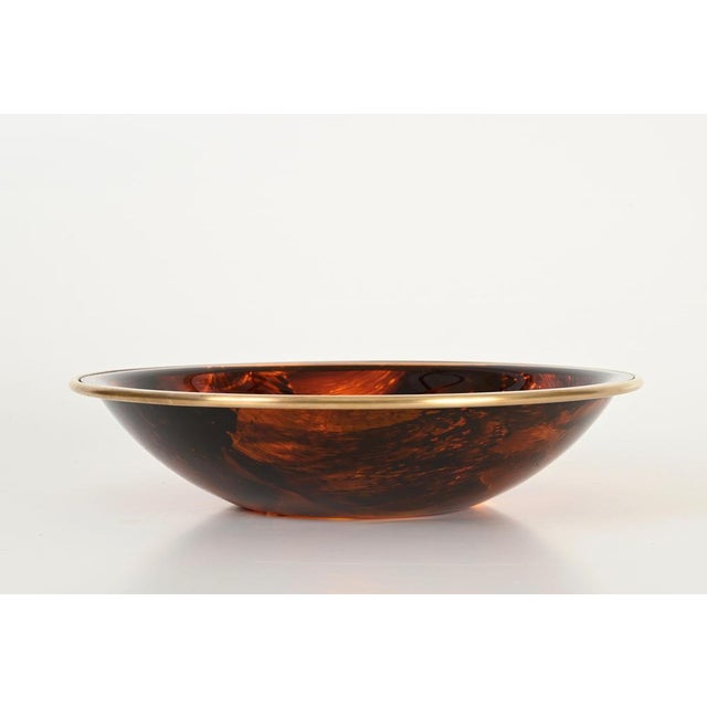 Vintage Bowl in Tortoiseshell Acrylic and Brass, 1970s For Sale - Image 6 of 11