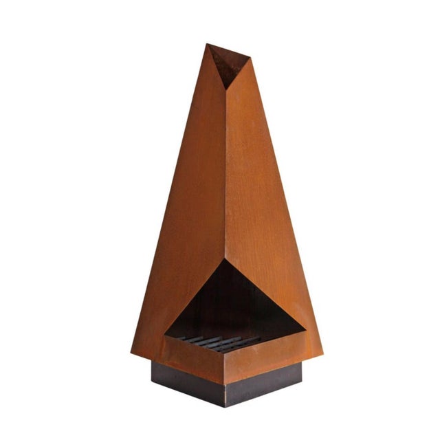 Metal Steel Fire Pit Chiminea Outdoor Fireplace by Koby Knoll Click For Sale - Image 7 of 15