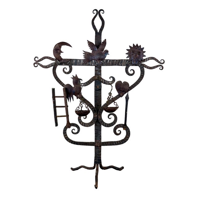 Wrought Iron Cross by Guadalupe Hermosillo Escobar, 1960s For Sale
