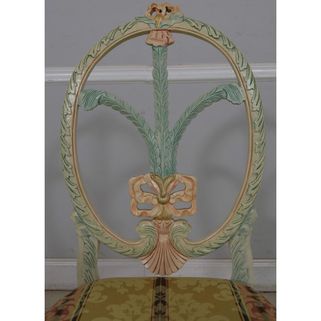 1980s Set of 8 Italian Polychrome Decorated Dining Room Chairs For Sale - Image 5 of 9