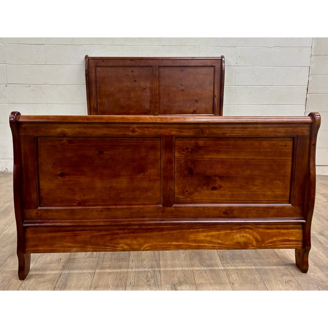 Traditional Vintage Progressive Furniture Full Size Louis Philippe Style Sleigh Bed For Sale - Image 3 of 12