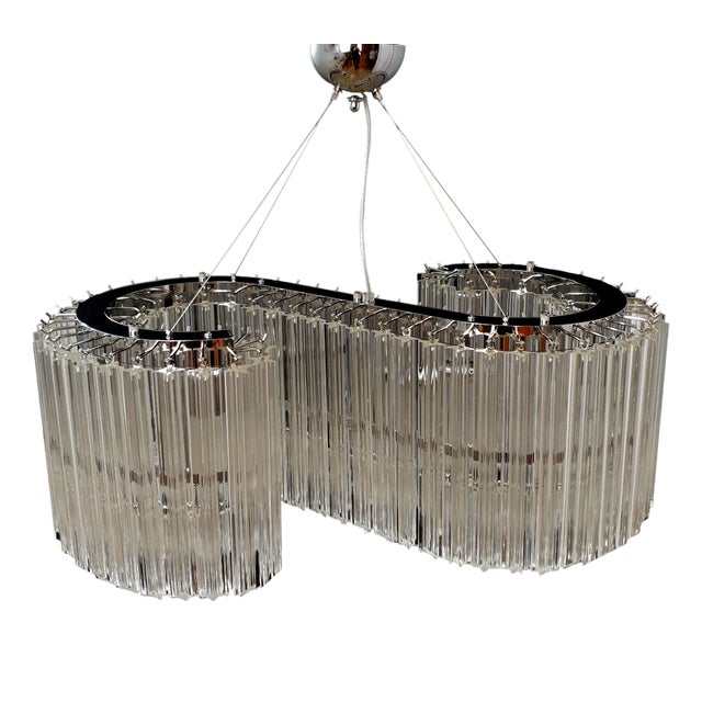 Vintage Murano Chandelier with Its Letter S Shape with Murano Prism Glass, Venice, Italy For Sale