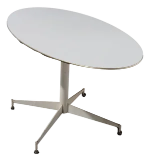Mid Century Modern Chrome & Wood White Finish Surfboard Cafe Table C1960