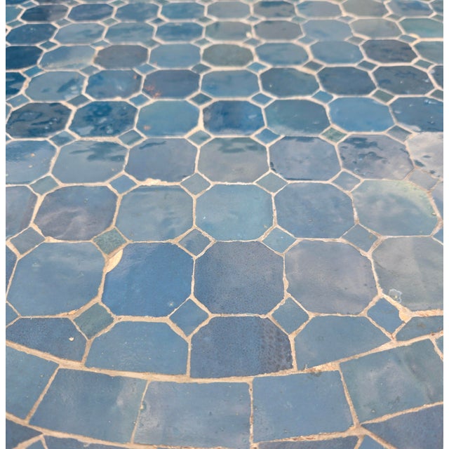 100 % glazed round. Moroccan mosaic table measuring approximately 24″ in diameter. Blue Petrol is the color. For both...