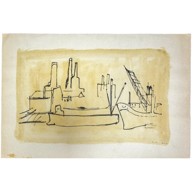 The Port is an original drawing in pen realized by H. Hausmann in around 1930. Stamped on the rear. Good conditions but...