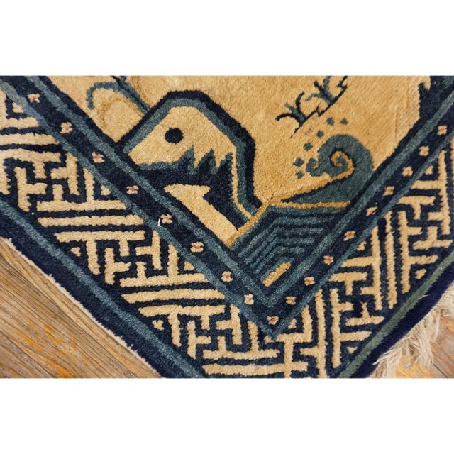 Beige 1920s Beige Animals Pictorial Antique Chinese BaoTou Rug 2'2''x4'3" Knotted Wool For Sale - Image 8 of 8