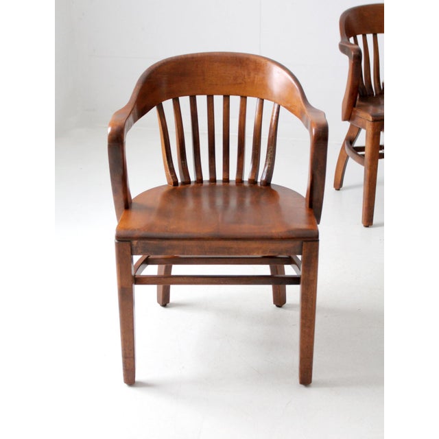 Early 20th Century Antique Bankers Chairs Set of 4 For Sale - Image 5 of 12