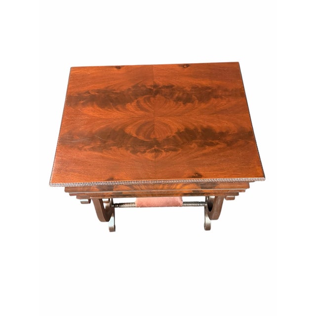 For sale is this gorgeous Antique Flaming Mahogany Sewing stand