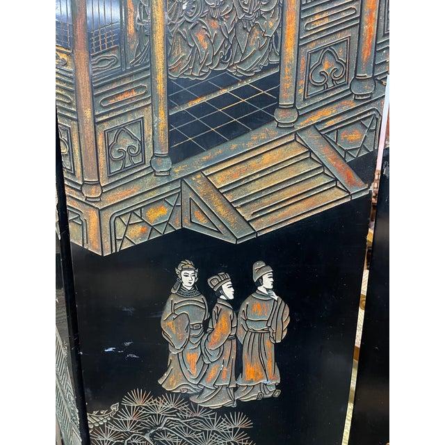 Vintage Six-Paneled Double-Sided Japanese Room Divider Screen For Sale - Image 16 of 18