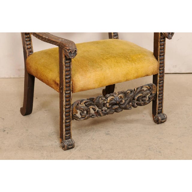 18th Century Vintage Italian Period Baroque Armchair with Carved Details For Sale In Atlanta - Image 6 of 12
