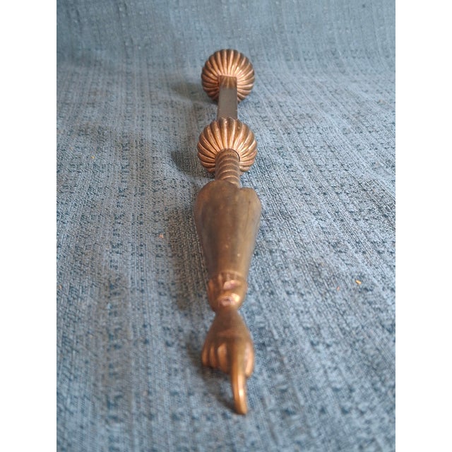 Late 19th Century Historic 19th C Brass Torah Pointer Heavy 131g Yad 11" European Judaica Repair For Sale - Image 5 of 15