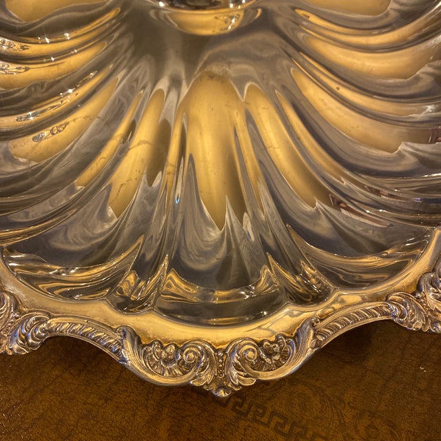 Vintage Poole Silver Co Old English Large Footed Shell Dish Griffin Crest For Sale - Image 11 of 11
