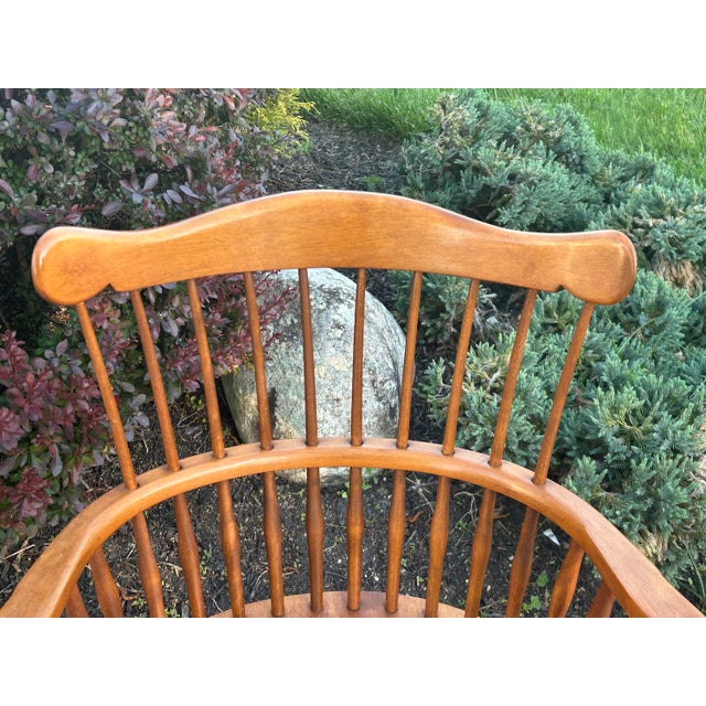Ethan Allen Maple Windsor Chairs Vintage Captains Heirloom Dining Chairs Pair For Sale - Image 13 of 13