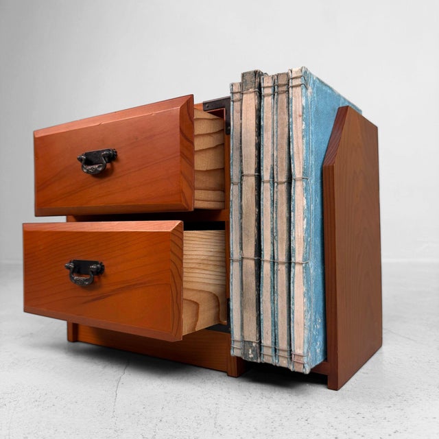 Small Japanese Desk Cabinet with Extendable Bookend, 1980s For Sale - Image 4 of 10
