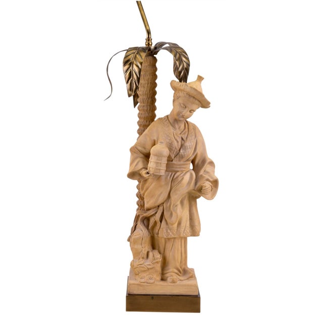 Terra Cotta Hollywood Regency Chapman Terracotta Chinoiserie Palm Frond Table Lamps - Pair For Sale - Image 8 of 10