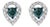 Sterling Silver 1/2 Cttw Blue and White Diamond Pear Shape Halo Stud Earrings For Sale