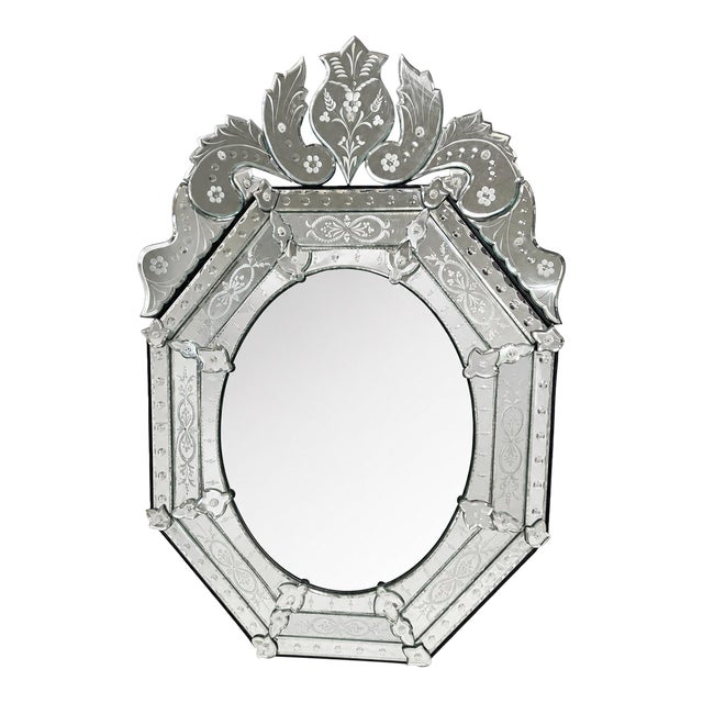Large Etched Venetian Octagonal Mirror For Sale