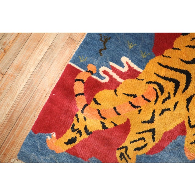Vintage Zabihi Collection Tiger Tibetan Rugs - A Pair - 2'8" x 4'9" For Sale In New York - Image 6 of 9