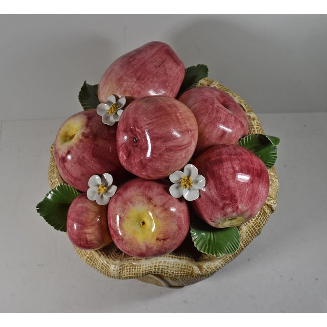 Gumps Porcelain Apples in Burlap Bag Large Centerpiece Display Italian Pottery This center piece is gorgeous and very...