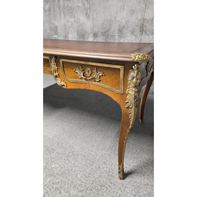 Large Louis XV Style Flat Desk in Mahogany, 1890s For Sale - Image 11 of 18