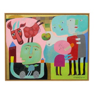 Wouter Stips, Poetic Family Scene with Horse, 2006, Oil on Canvas, Framed For Sale