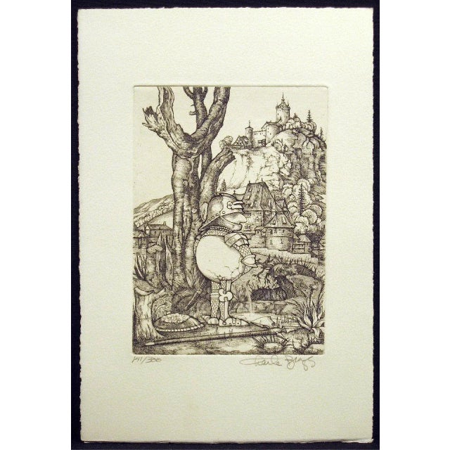 unframed original limited edition etching by satirical artist Charles Bragg. Pencil signed and numbered by the artist....
