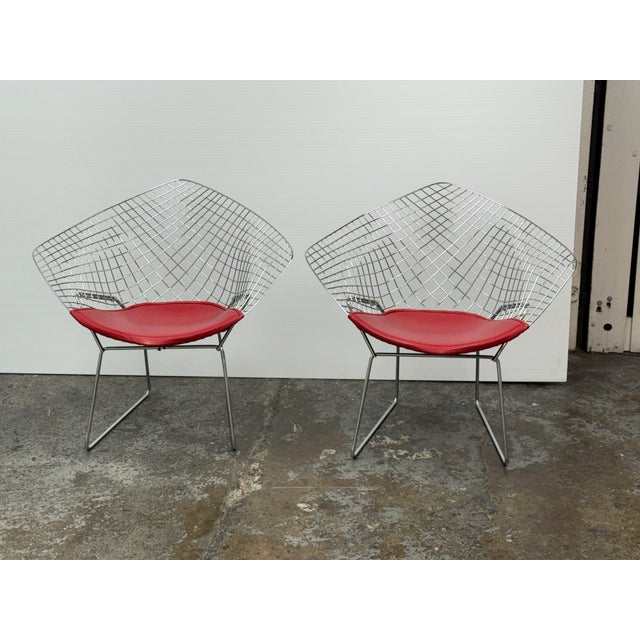 Design Plus Gallery presents a Pair of Diamond Arm Chairs by Harry Bertois, reproduced by Alivar for their Museum...