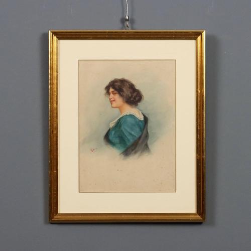 Vincenzo Migliaro, Portrait, Watercolor, Framed For Sale - Image 10 of 10