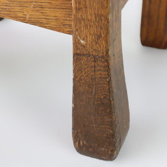 Arts & Crafts Antique Stickley School Oak Flared Leg Footstool C1920 For Sale - Image 3 of 9