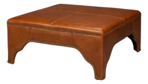 Square Brown Leather Cocktail Ottoman