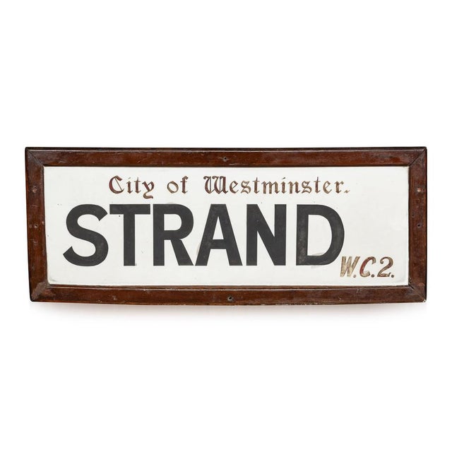Black Framed Enamelled Metal London Street Sign for WC2 Strand, 1917 For Sale - Image 8 of 8