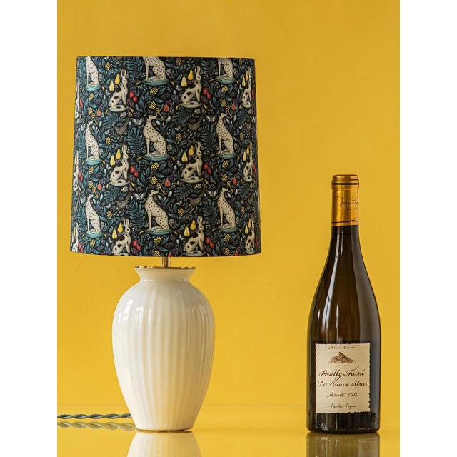 Royal Delft White Vintage Table Lamp, Liberty London Lampshade For Sale - Image 3 of 10