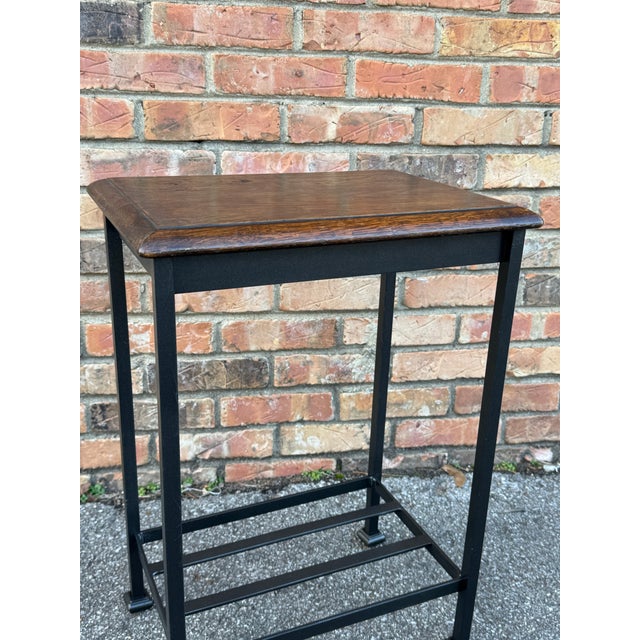 Iron Side Table W/Antique Top For Sale In Nashville - Image 6 of 8