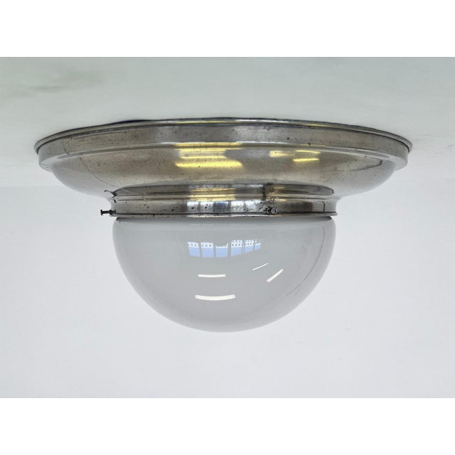 Big Bauhaus Chrome Ceiling Lamps, 1930s, Set of 3 For Sale - Image 9 of 10