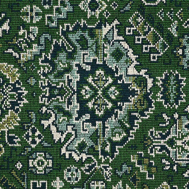 Asian Antique Sample - Schumacher Pallay Epingle Fabric in Emerald For Sale - Image 3 of 4