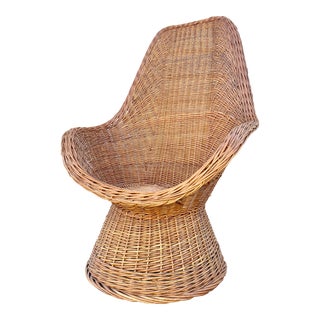 1970s Sculptural Rattan Wicker Lounge Chair (After Wim Den Boon for Rohe) For Sale