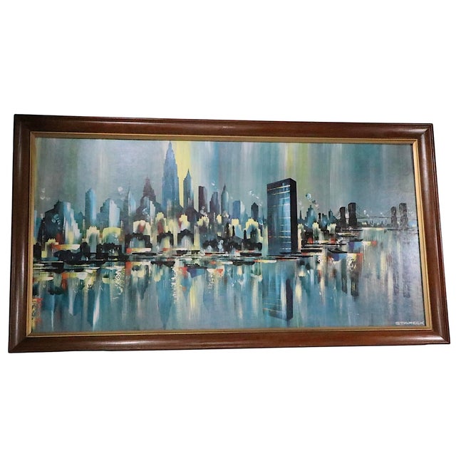 Mid-Century Modern Large Vintage Nyc Skyline Print by Edgar Stareck For Sale - Image 3 of 12