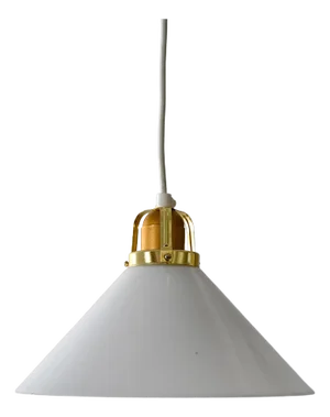 Scandinavian Pendant Lamp in Glass and Brass, 1950s