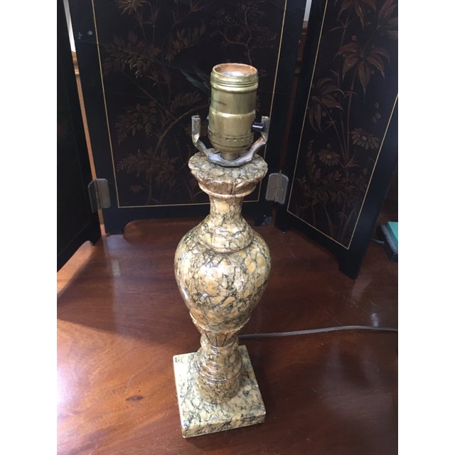 Antique Italian Polished Pink and Black Marble Petite Table Lamp Pair For Sale In Savannah - Image 6 of 9
