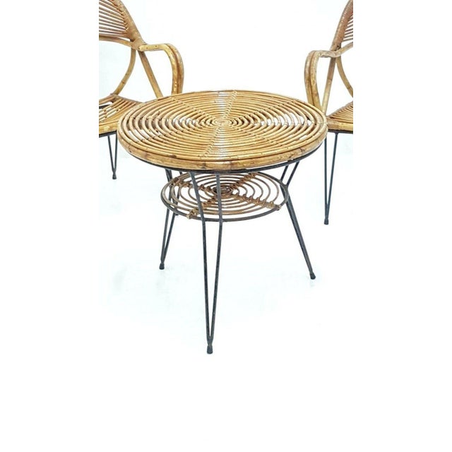 Bamboo Lounge Chairs and Table by Janine Abraham & Dirk Jan Rol, 1950s, Set of 3 For Sale - Image 4 of 8