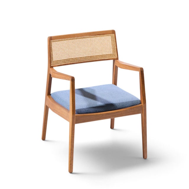 Jens Risom Model C-140 Mid Century Playboy Walnut and Cane Dining Chairs - Set of 8 For Sale - Image 12 of 12