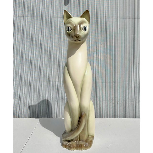Mid-Century Modern Large Retro Siamese Cat Ceramic Sculpture For Sale - Image 3 of 7
