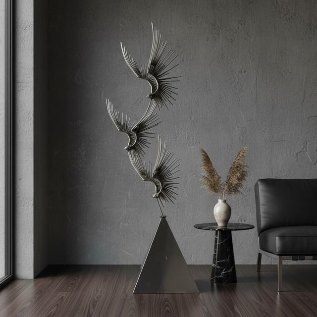 1976 Curtis Jere “Birds of Flight” Chrome and Metal Sculpture For Sale - Image 10 of 10